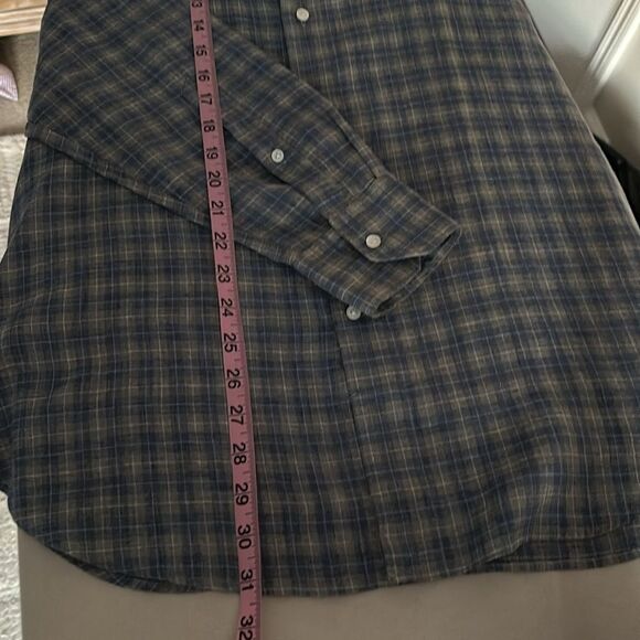 Peter Millar Blue Plaid 100% Linen Button-Up Shirt Mens Long Sleeve Size Large - Picture 8 of 11